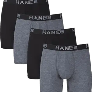 Hanes Total Support Pouch Boxer Brief, Black & Grey, Men's Medium, Hanes Mens Underwear, Hanes boxer briefs, Hanes Briefs, Mens Briefs, Best Mens boxer briefs black and grey